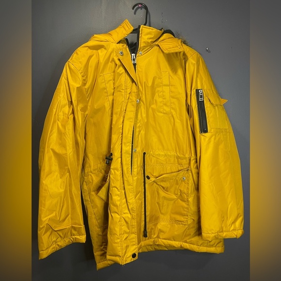 BEVERLY HILLS POLO CLUB MUSTARD YELLOW PARKA COAT - Picture 8 of 13